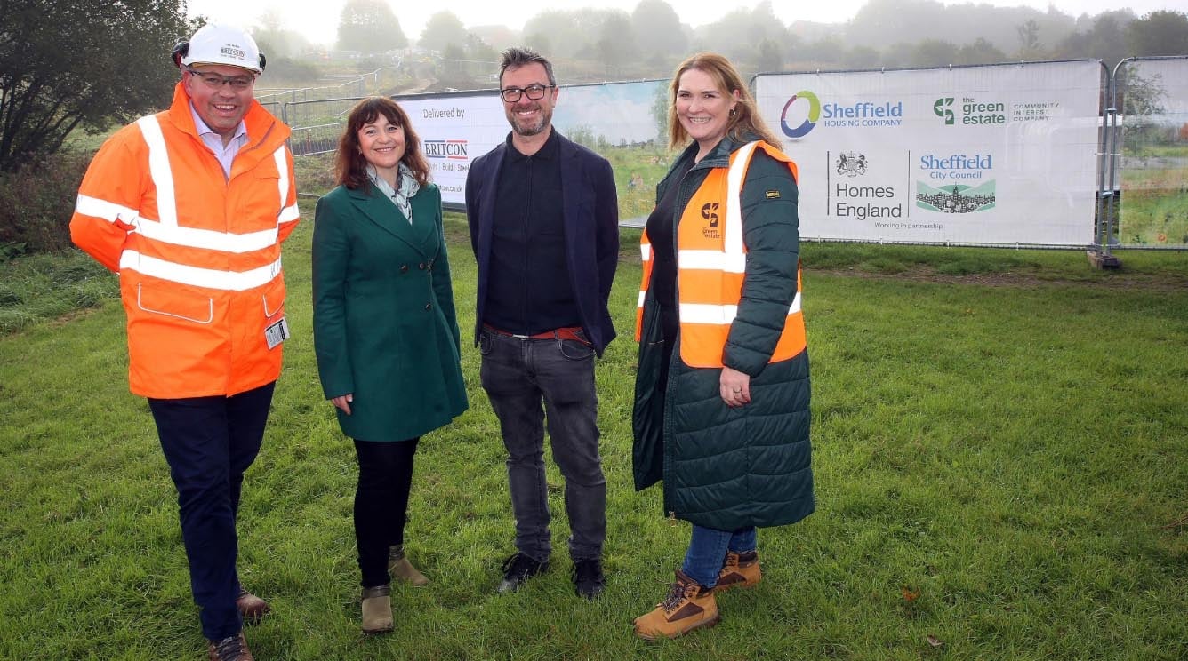 From left: Britcon Operations Director Lee Noble, Marieanne Elliott of the Green Party, SHC Development Director Steve Birch, and Sally Cuckney of the Green Estate.