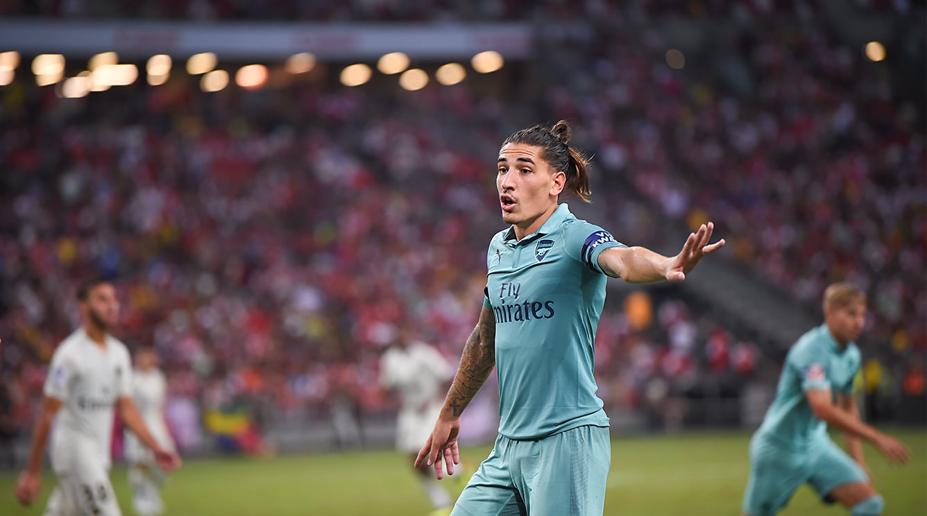 Hector Bellerin on football field. Hector Bellerin on football field.