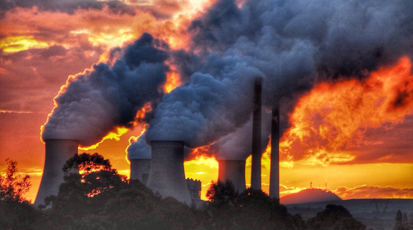 Power station with smoke. Power station with smoke.